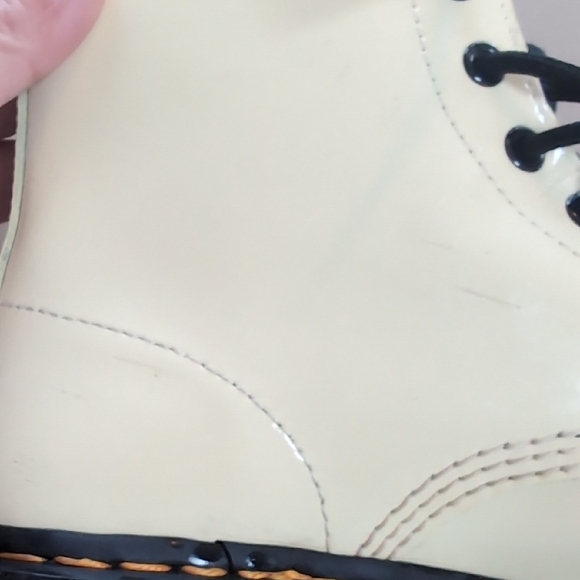 Dr. Martens Glossy Cream Combat Boots - Picture 6 of 10